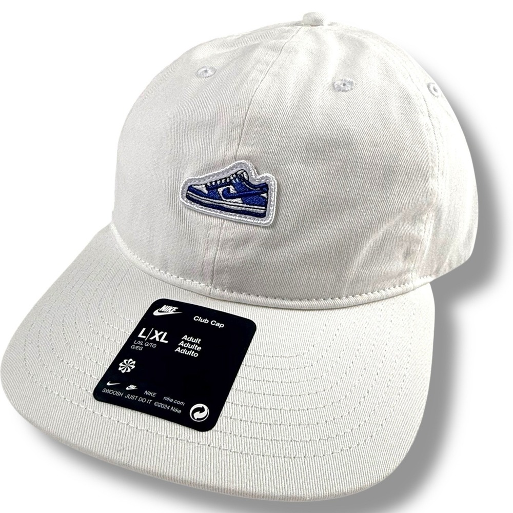 Nike Unisex Club Unstructured Dunk Low Patch Cap White Hat‎ Size L/XL